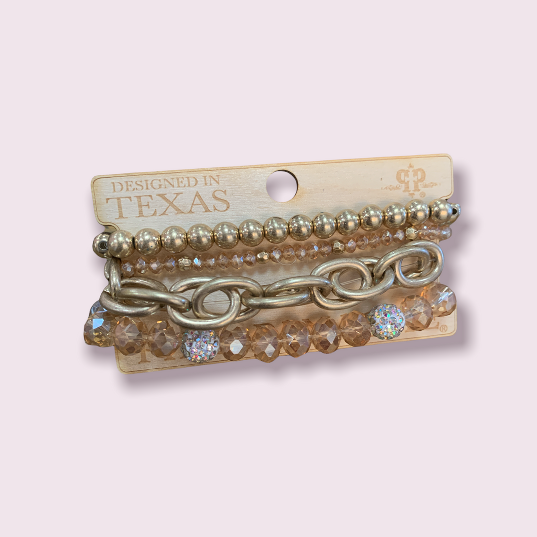 Gold Chain Pink Panache Bracelet Set