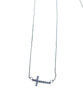 Load image into Gallery viewer, Studded Sideways Cross Necklace
