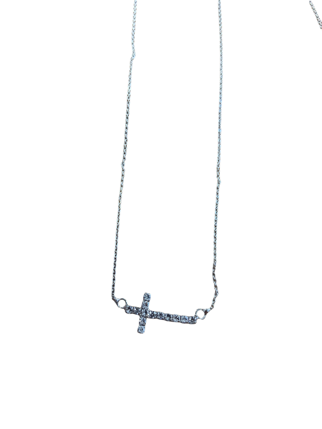Studded Sideways Cross Necklace