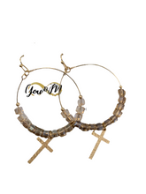 Load image into Gallery viewer, Beaded Jewel Cross Earrings-Multiple Colors
