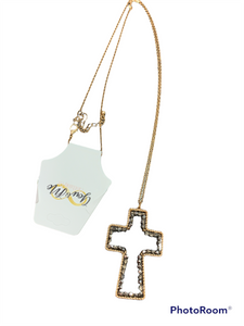Beaded Cross Long Simple Chain Necklace- Multiple Colors