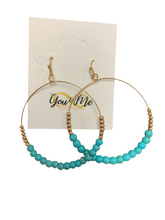 Load image into Gallery viewer, Colorful Bead Gold Bead Hoops
