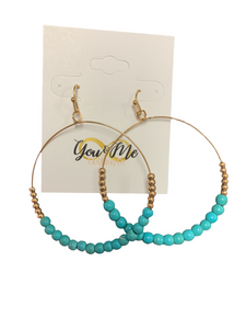 Colorful Bead Gold Bead Hoops