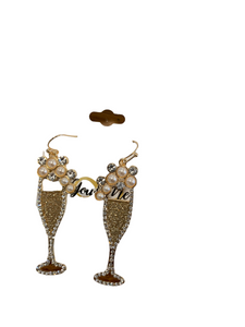 Pearl Bubbly Champagne Flute Earrings