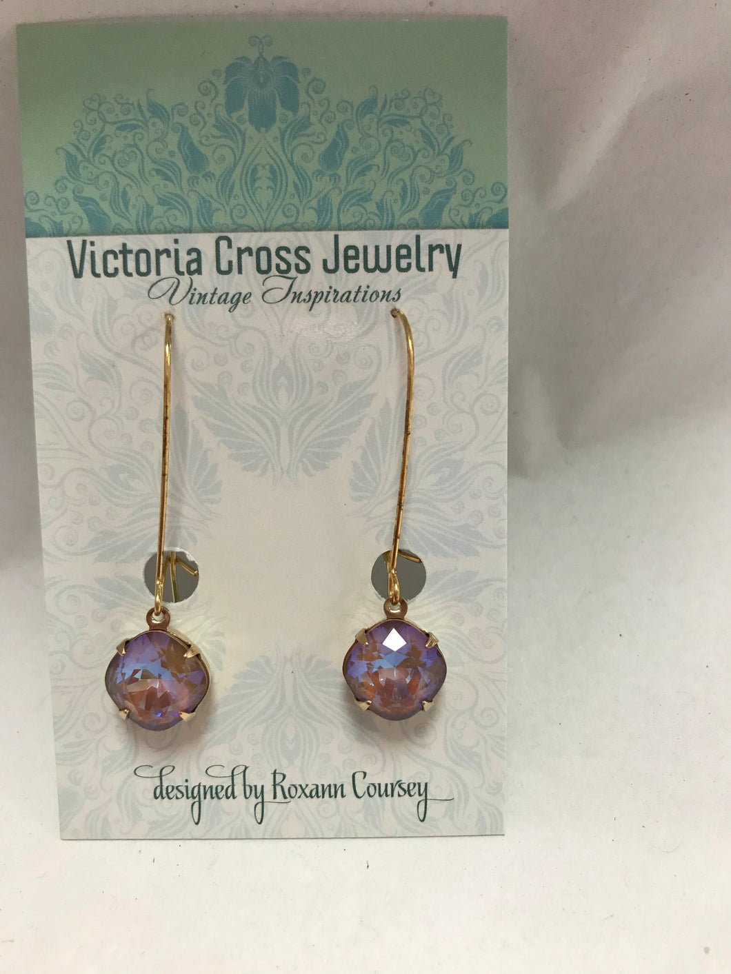 Victoria Cross Vintage Inspiration Gold Swarovski Crystal Earrings