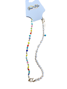 Rainbow Bead White Shell Necklace