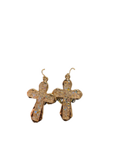 Load image into Gallery viewer, Fully Stoned Cross Earrings- Multiple Colors
