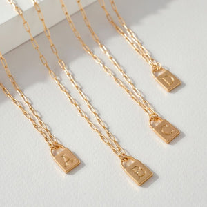 Personalized Initial Gold Lock Necklace