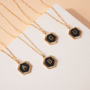 Black and Gold Initial Necklace